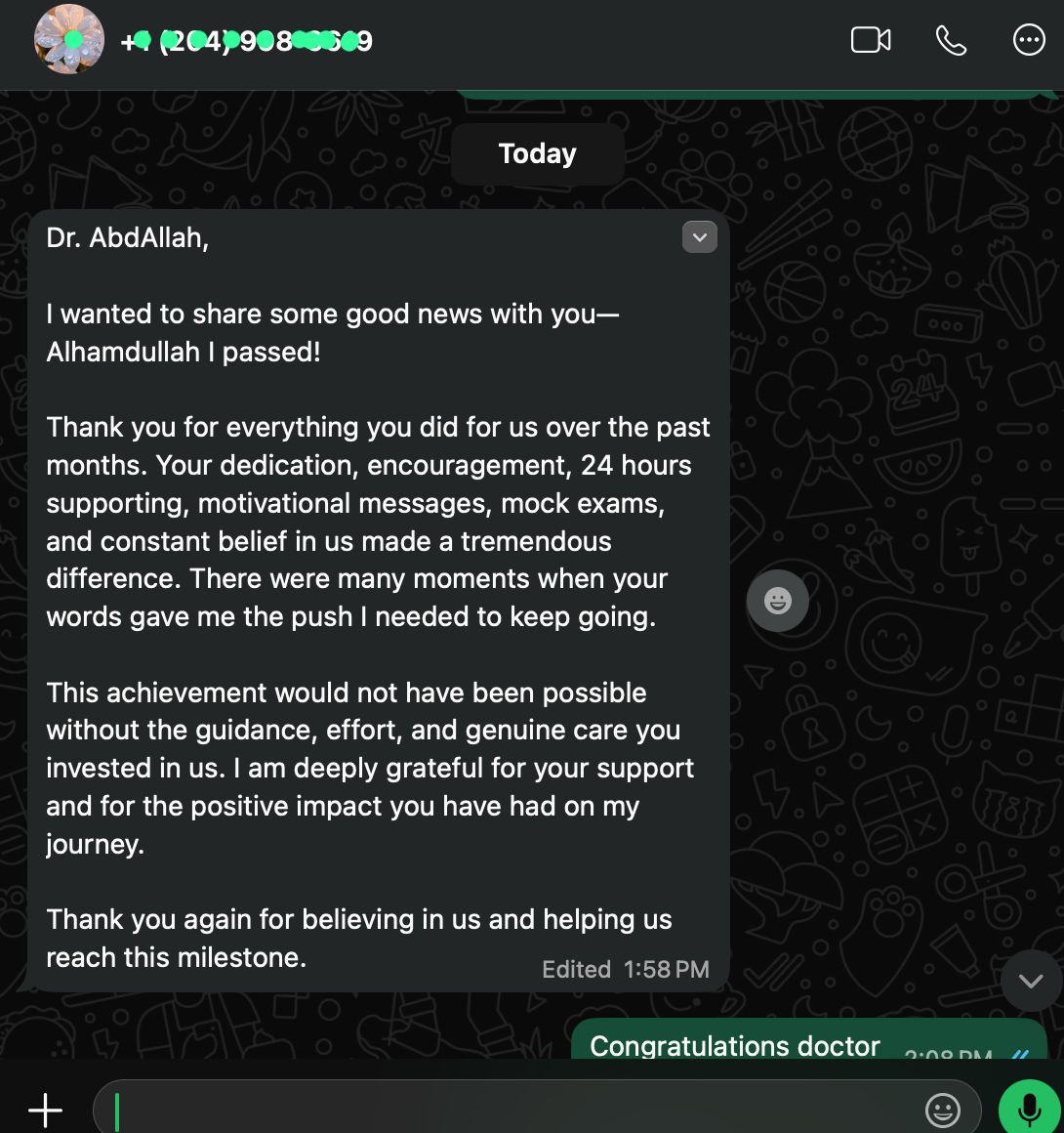 Student testimonial