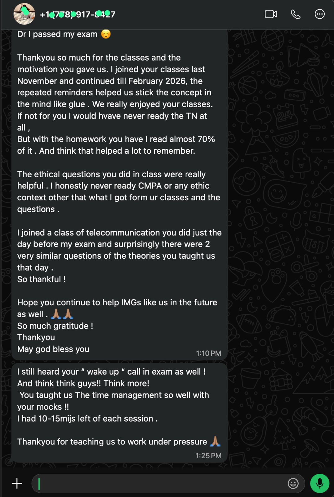 Student testimonial
