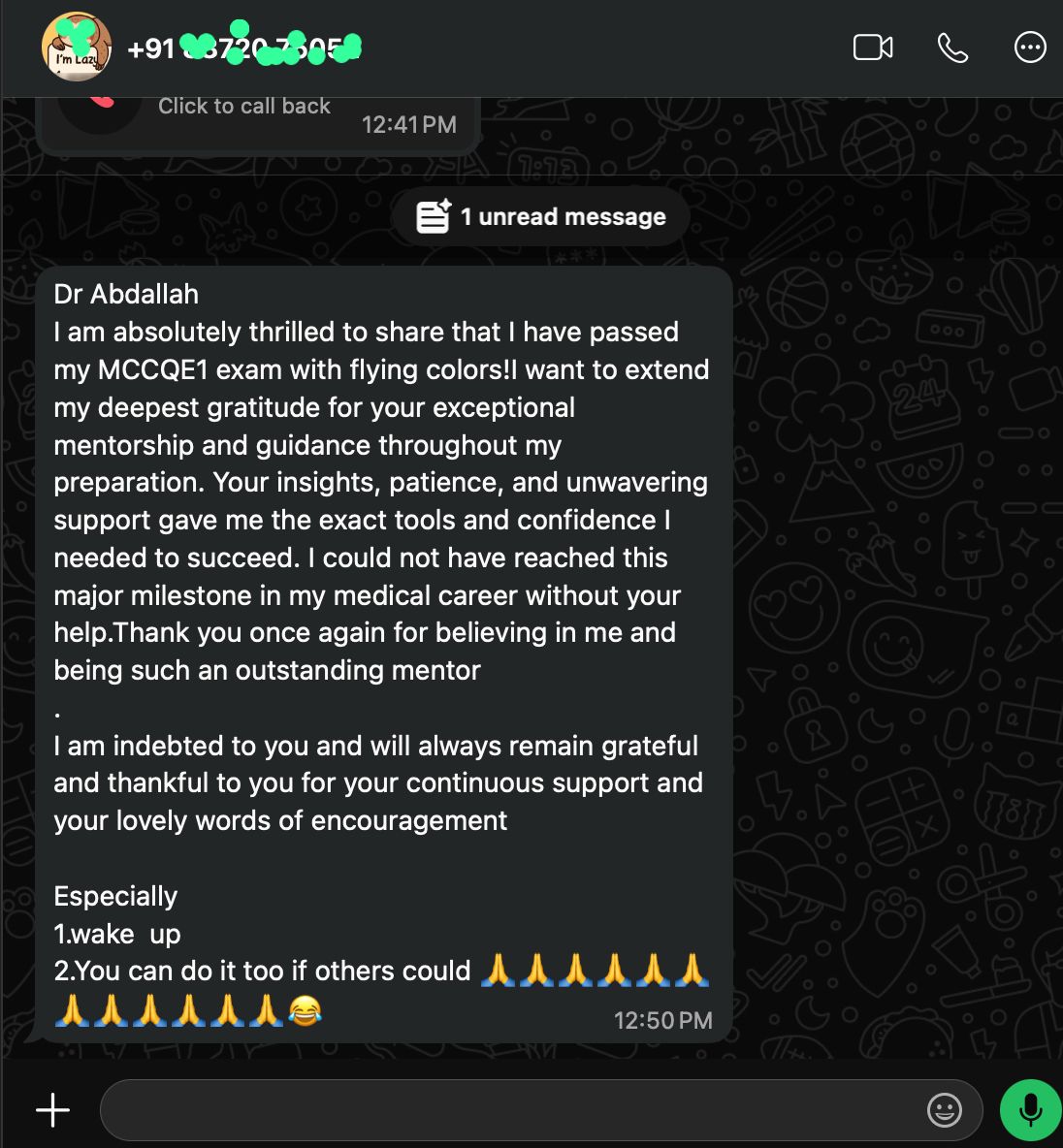 Student testimonial