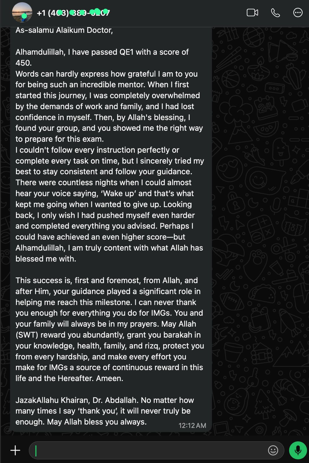 Student testimonial